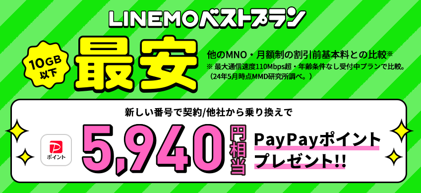 LINEMOベストプラン対象！PayPayポイントプレゼントキャンペーン